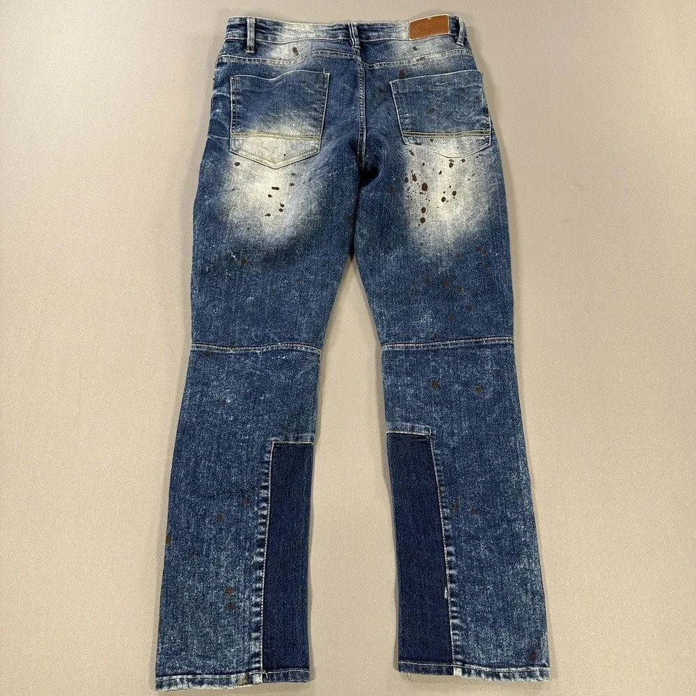 Southpole Jeans Mens 32x32 Medium Wash Blue Skinny Slim Distressed Ripped Knees - Picture 7 of 10